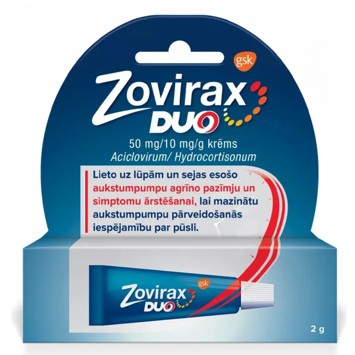 ZOVIRAX DUO 5%+1% KRĒMS 2G ALUM.TUB - Produkta attēls
