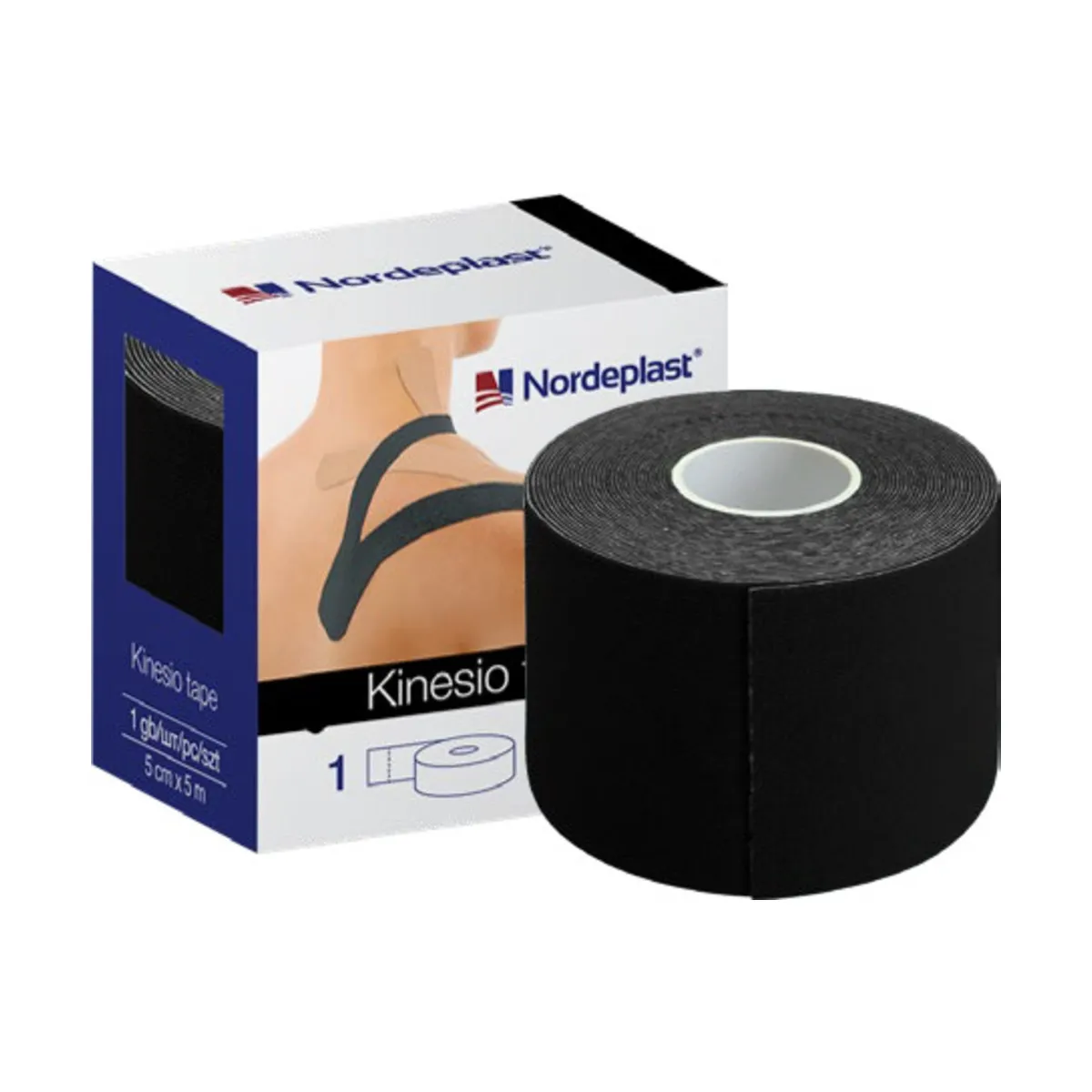 Kinezioloģiskais teips Nordepast 5 cm x 5 m melns, 1 gab - Produkta attēls