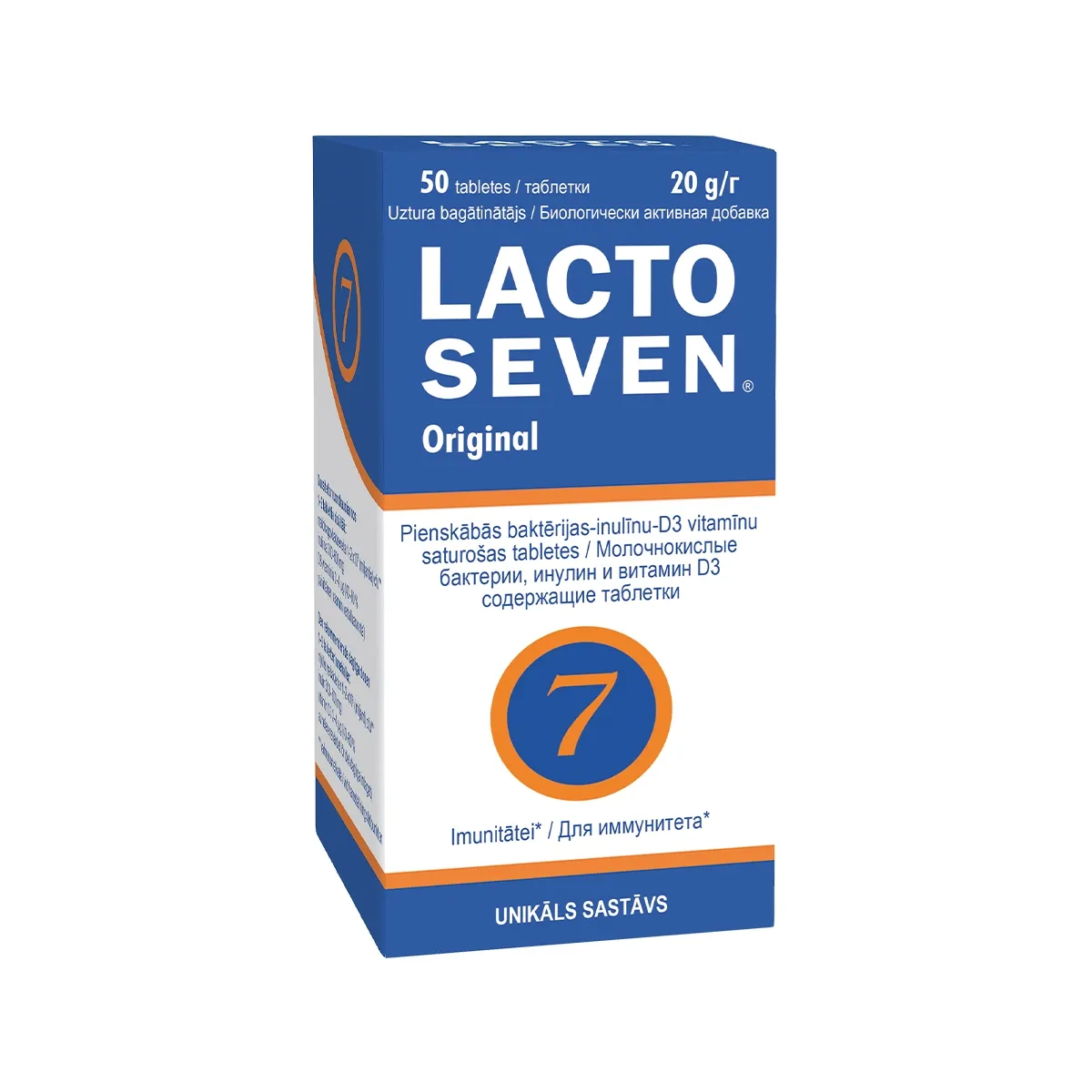 LACTO SEVEN 20 g tabletes, 50 gab - Produkta attēls