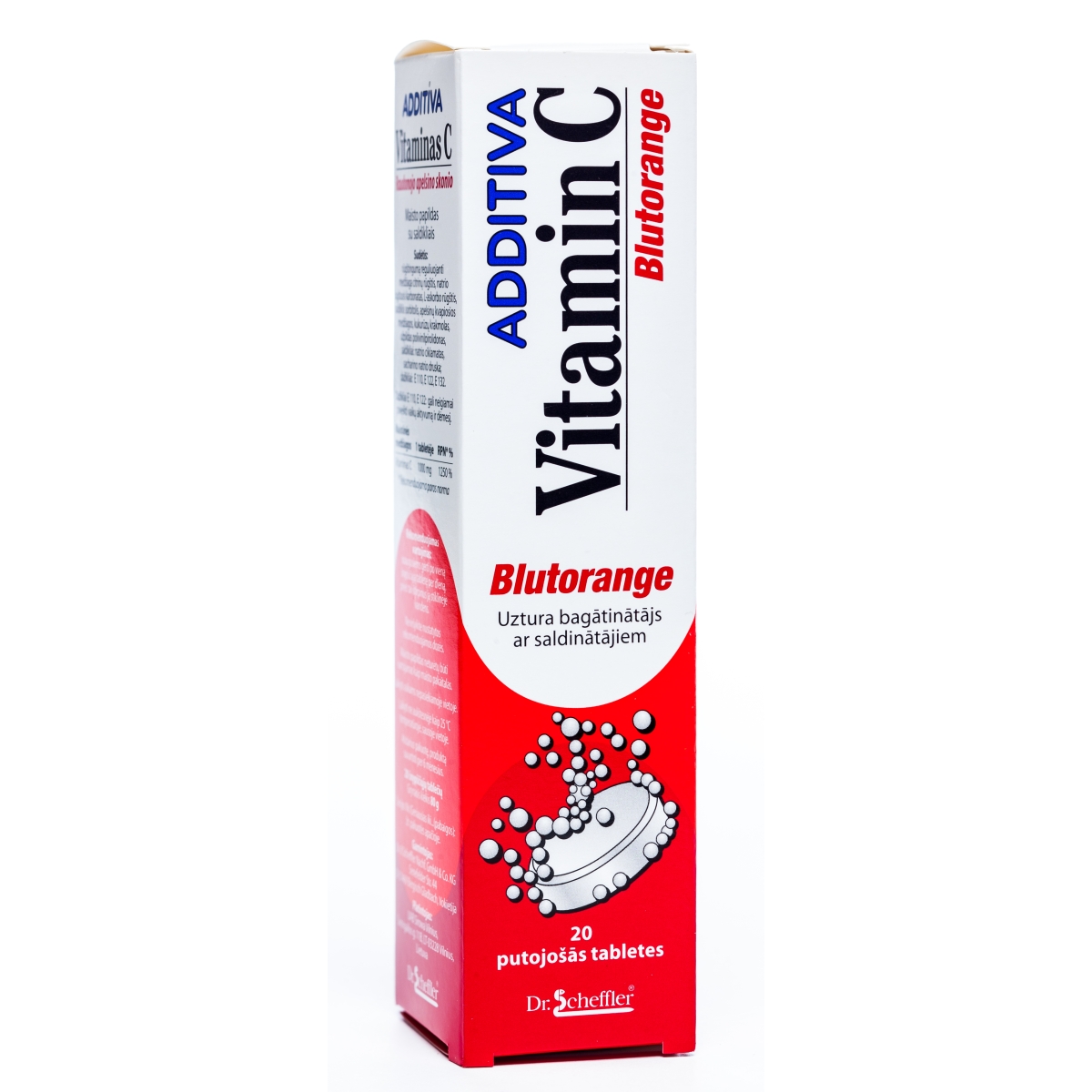 ADDITIVA Vitamin C Blutorange putojošās tabletes, 20 gab. - Produkta attēls