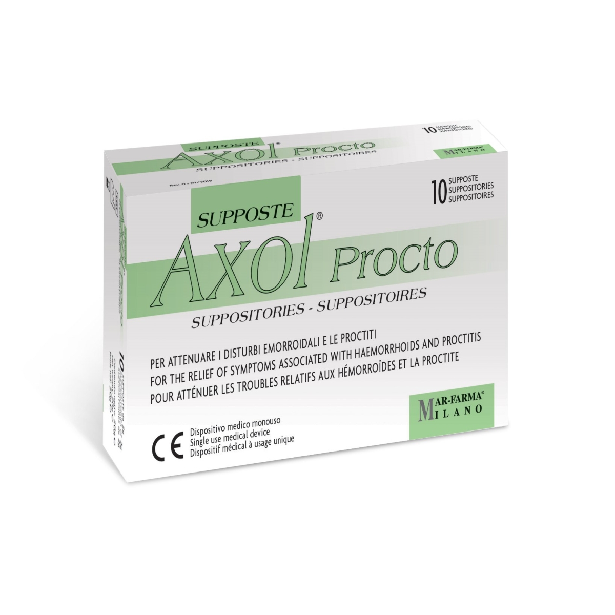AXOL Procto Rektālās svecītes, 10 gab - Produkta attēls