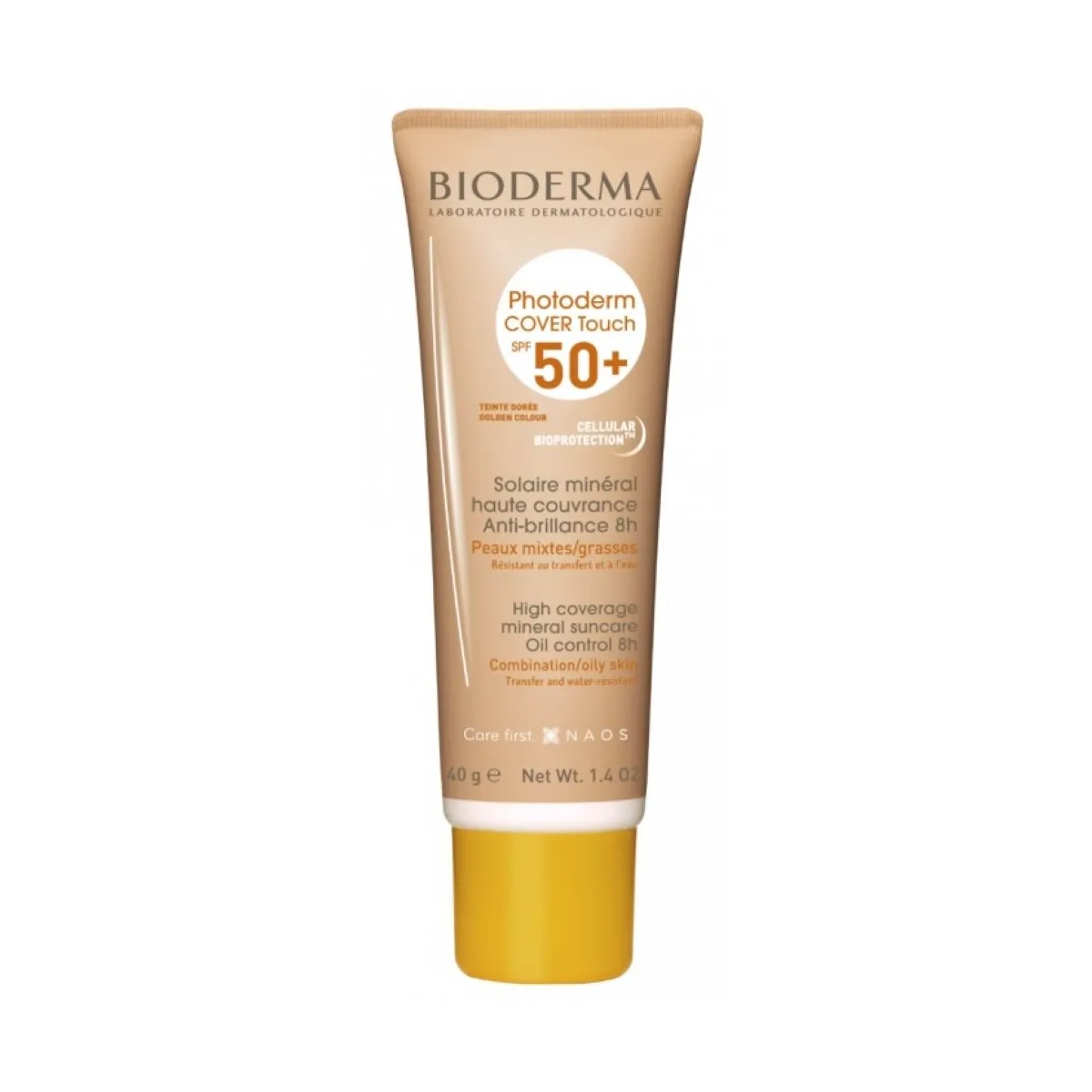 BIODERMA Photoderm Cover touch SPF50+ zeltaini tonēts, 40g - Produkta attēls