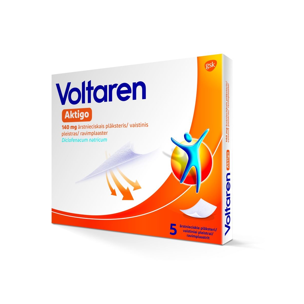 VOLTAREN AKTIGO 140MG ĀRSTNIECISKAIS PLĀKSTERIS N5 - Produkta attēls