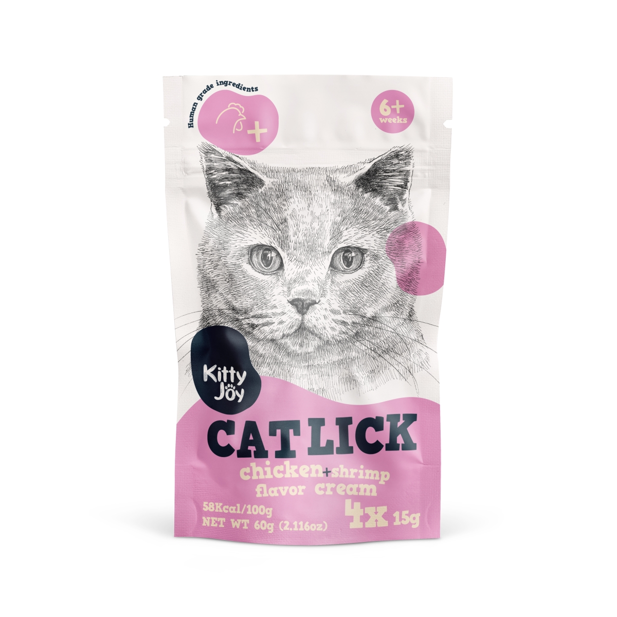 KITTY JOY KĀRUMS AR VISTU/GARNELĒM 60G (15GX4) - Produkta attēls