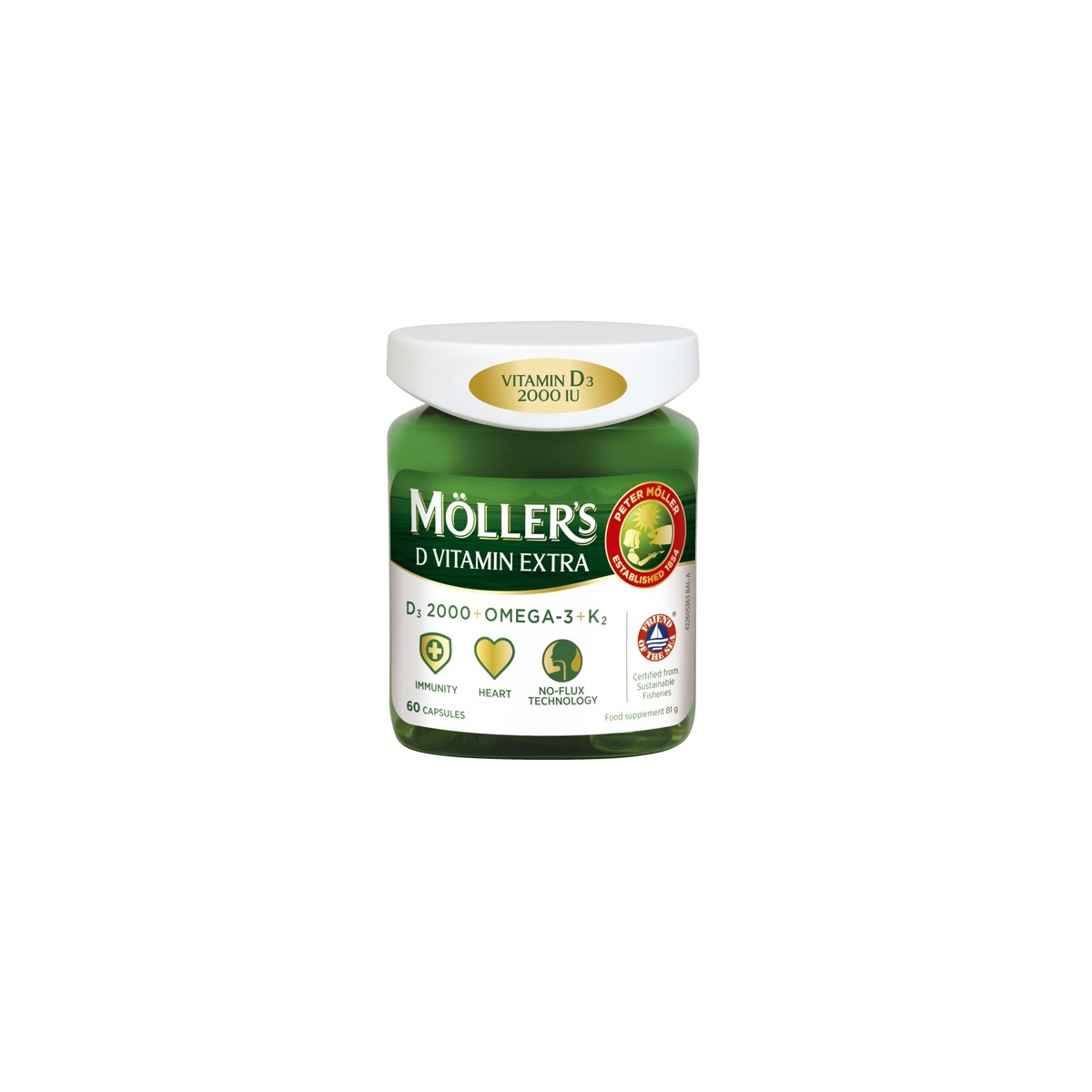 MOLLERS D Vitamin Extra kapsulas, 60 gab. - Produkta attēls