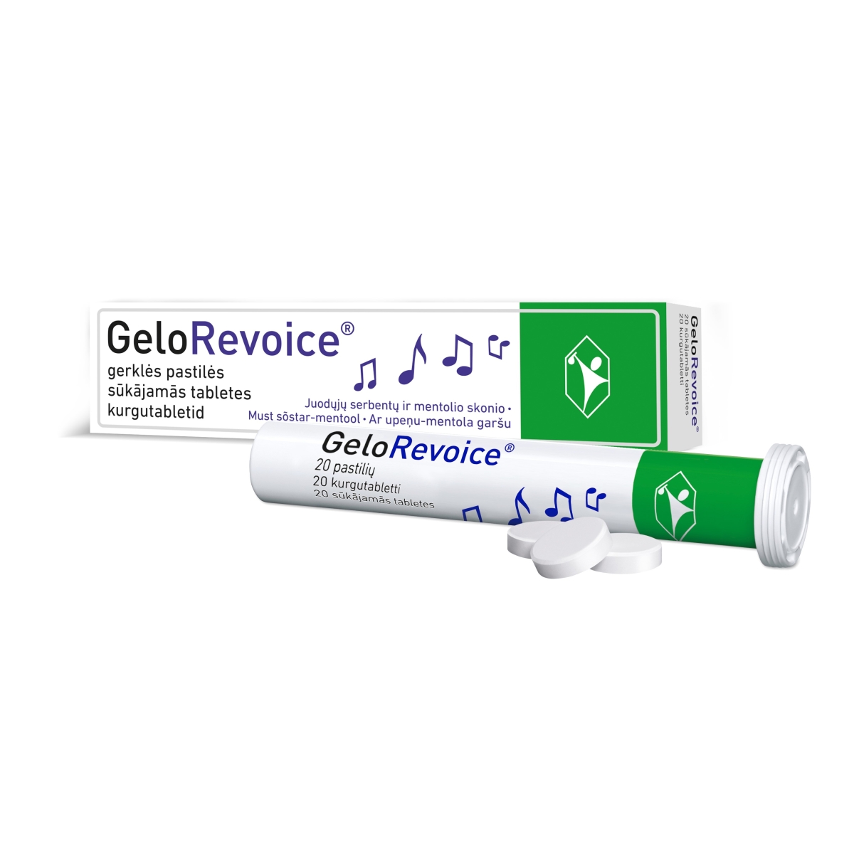 GELOREVOICE upeņu-mentola tabletes, 20 gab - Produkta attēls