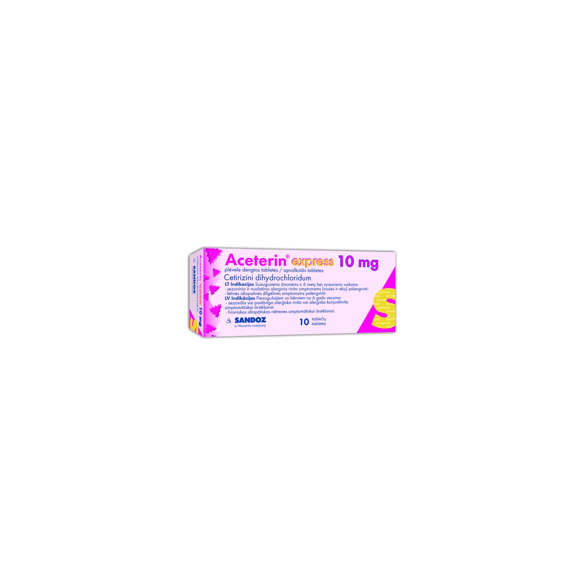 ACETERIN EXPRESS 10MG TABLETES N10 - Produkta attēls