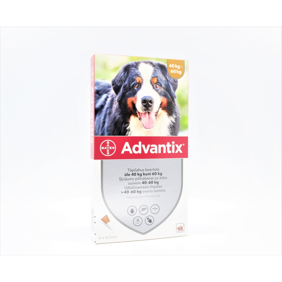 ADVANTIX   600/3000MG ŠĶĪD 6ML SUŅIEM 40-60KG N4 - Produkta attēls