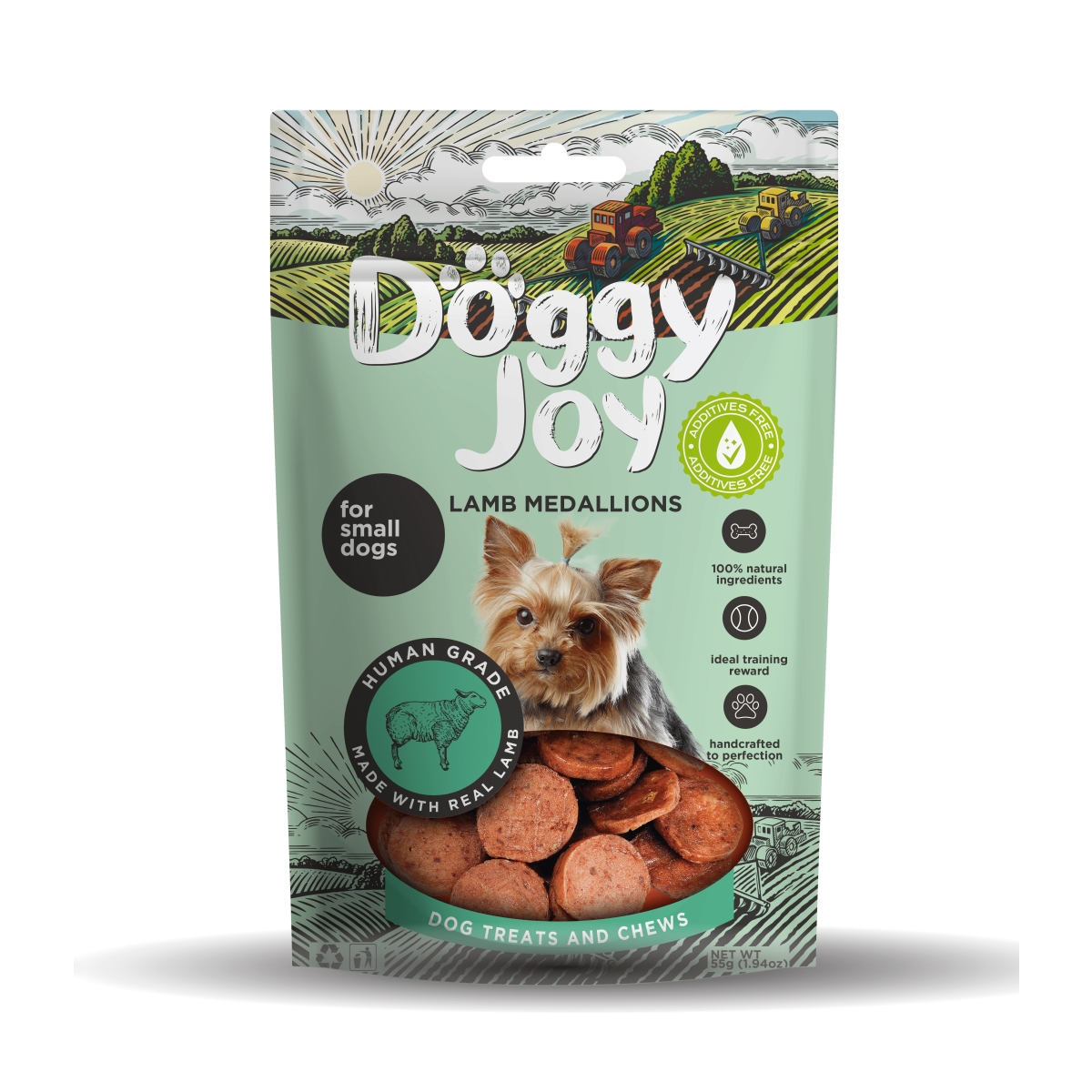 DOGGY JOY JĒRA MEDALJONI MAZIEM SUŅIEM 55G - Produkta attēls