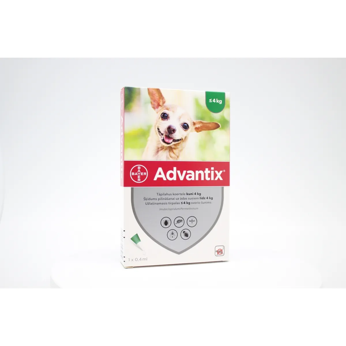 ADVANTIX  40/200MG ŠĶĪD 0.4ML SUŅIEM LĪDZ 4KG N1 - Produkta attēls