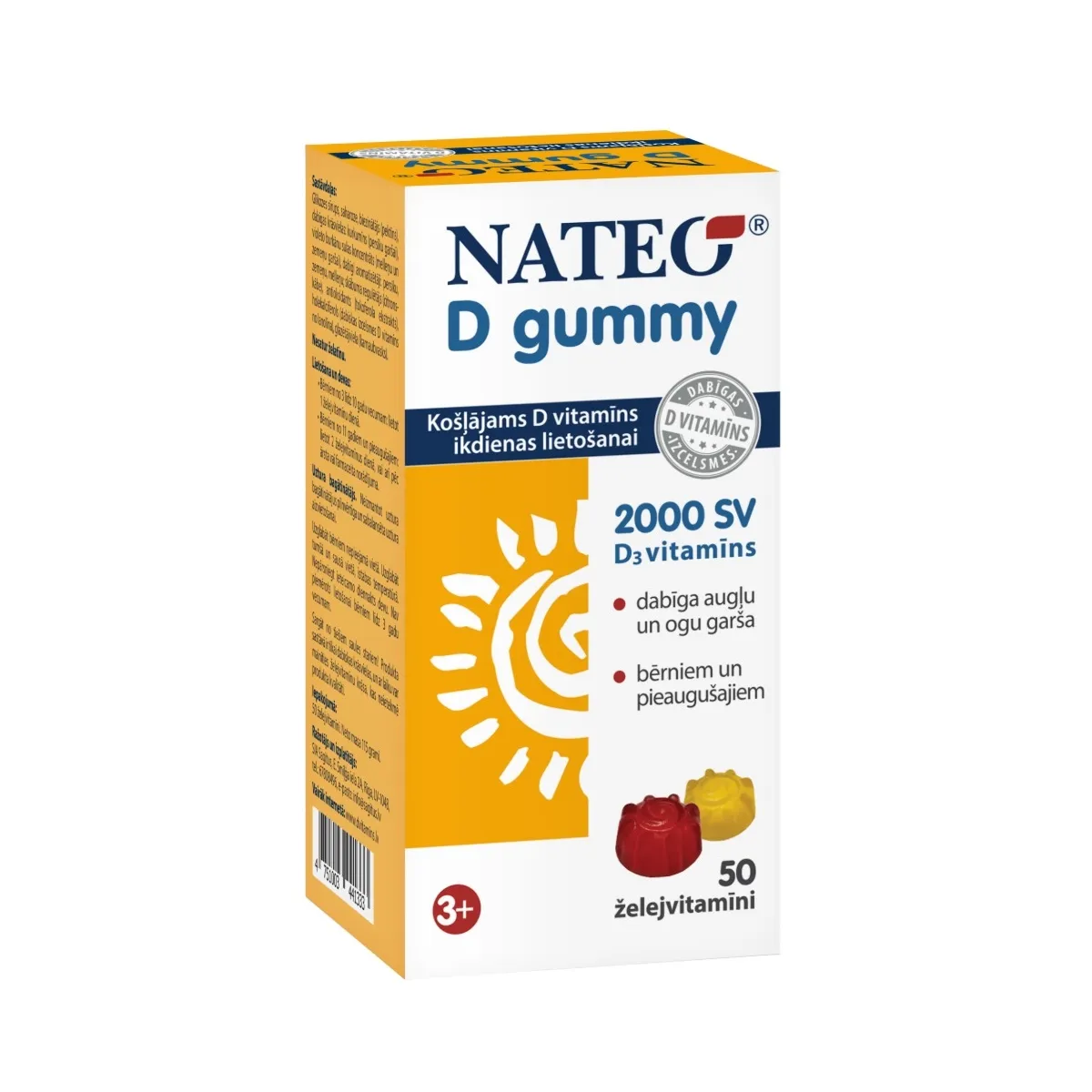 NATEO D Gummy 2000 želejvitamīni, 50 gab. - Produkta attēls 1