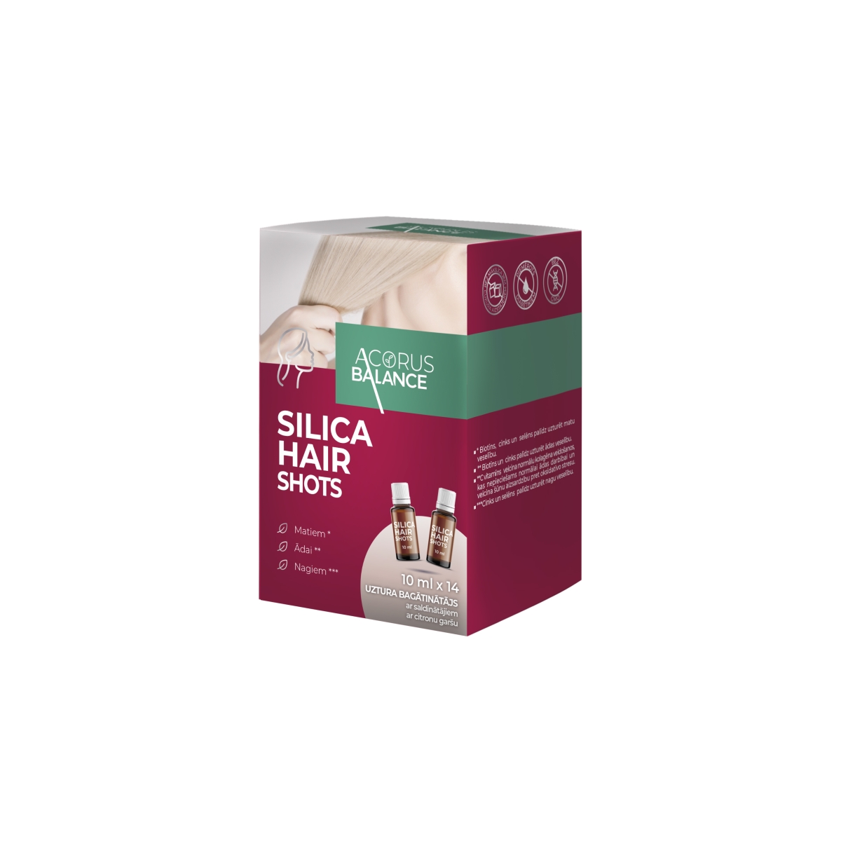 Acorus Balance SILICA HAIR SHOTS uztura bagātinātājs matu veselībai am - Produkta attēls