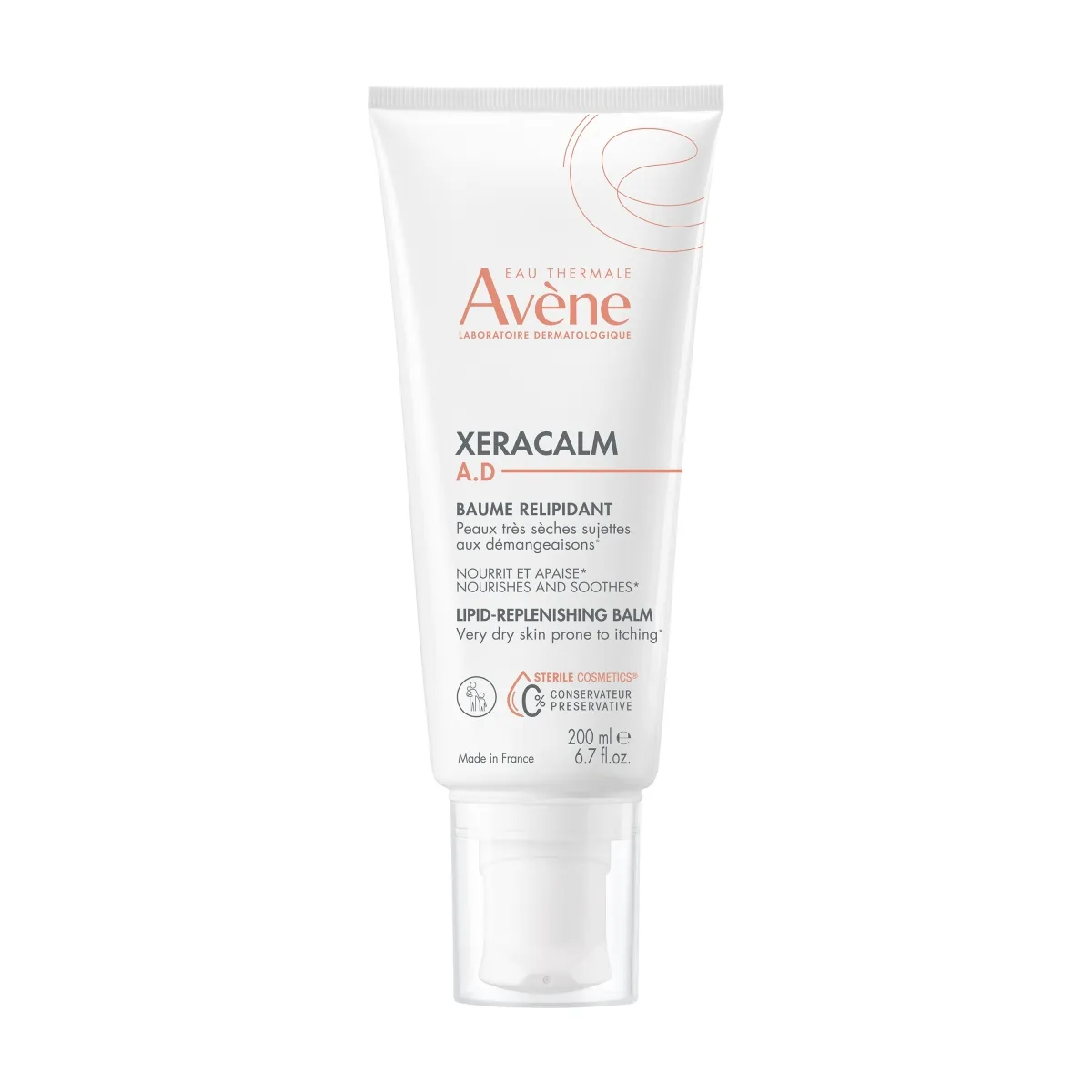 AVÈNE Xeracalm A.D. lipīdus atjaunojošs mīkstinošs balzams ķermenim, 200 ml - Produkta attēls