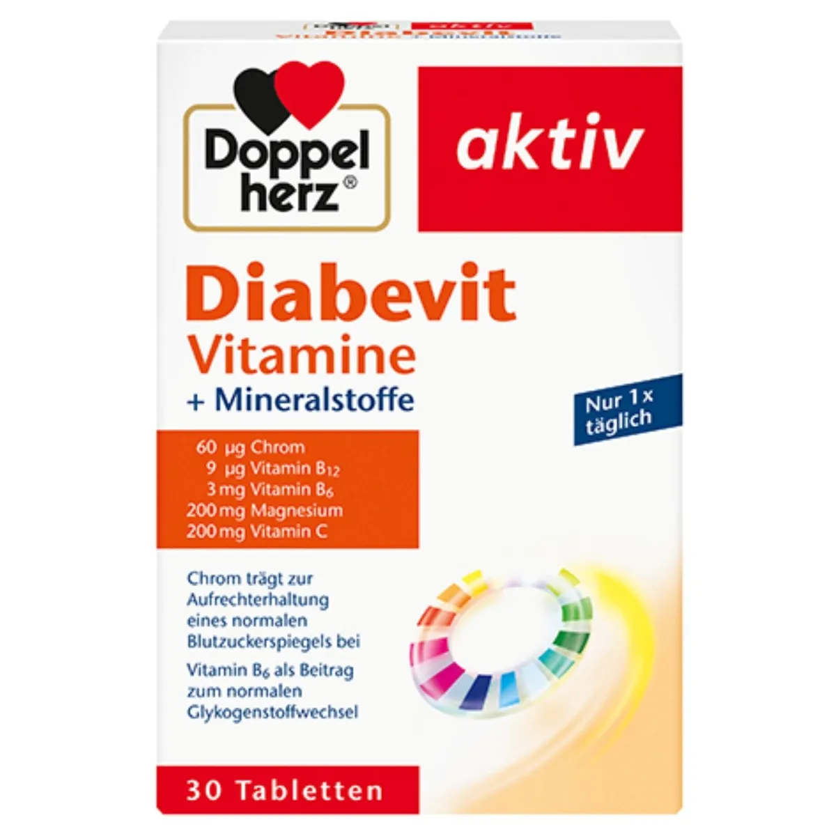 Doppelherz® aktiv Diabevit Vitamīni +Minerālvielas 30 gab. - Produkta attēls