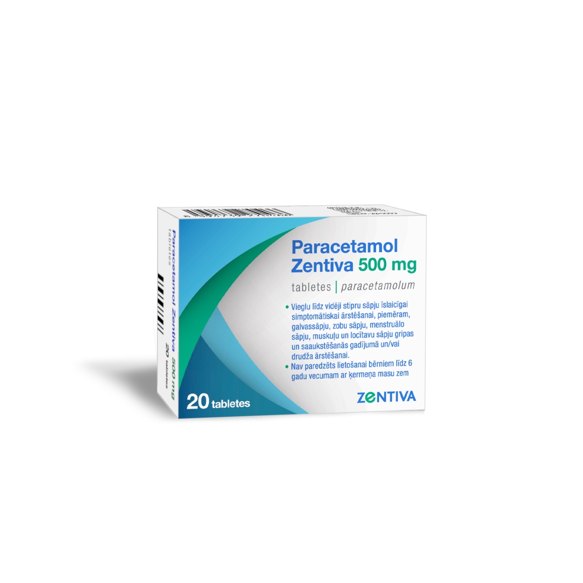 PARACETAMOL ZENTIVA 500MG TBL N20 - Produkta attēls