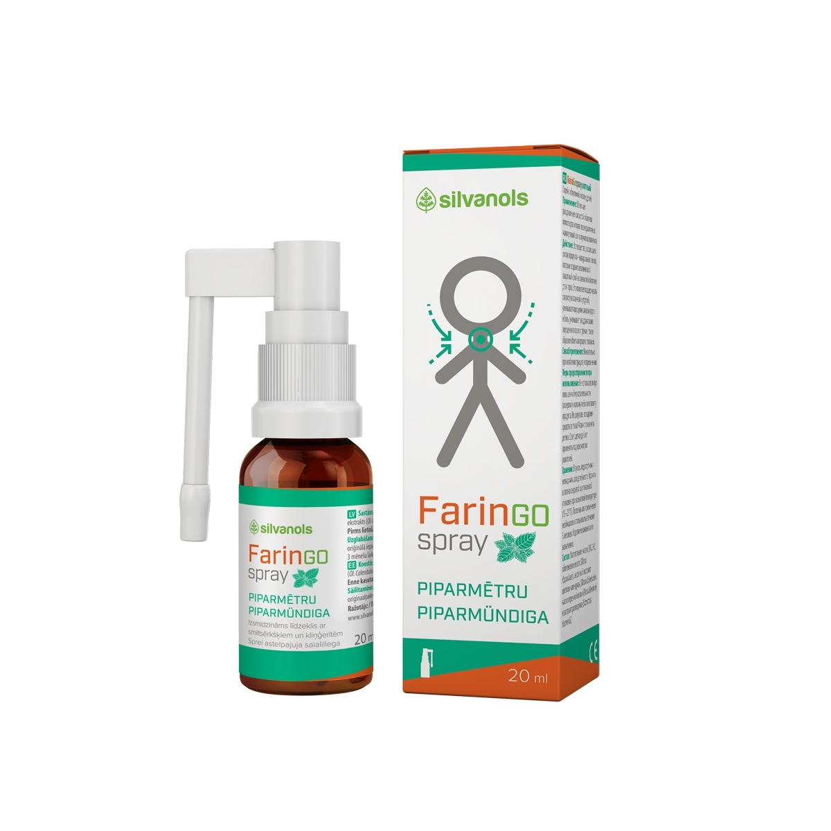 FARINGOSPRAY aerosols ar piparmētru garšu, 20 ml - Produkta attēls