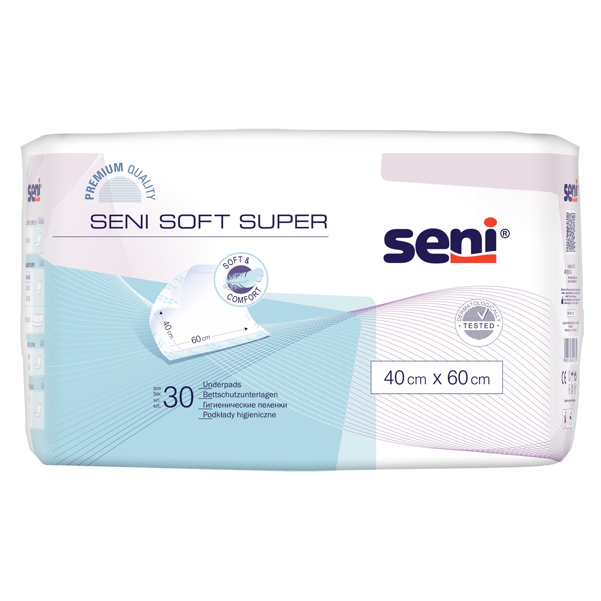 SENI SOFT SUPER absorbējošie paladziņi, 40x60 cm, 30 gab. - Produkta attēls