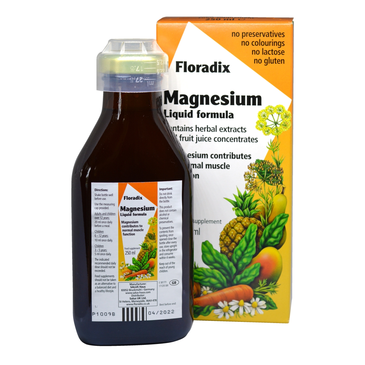 Floradix Magnesium (Magnijs) šķidrā veidā, 250 ml - Produkta attēls