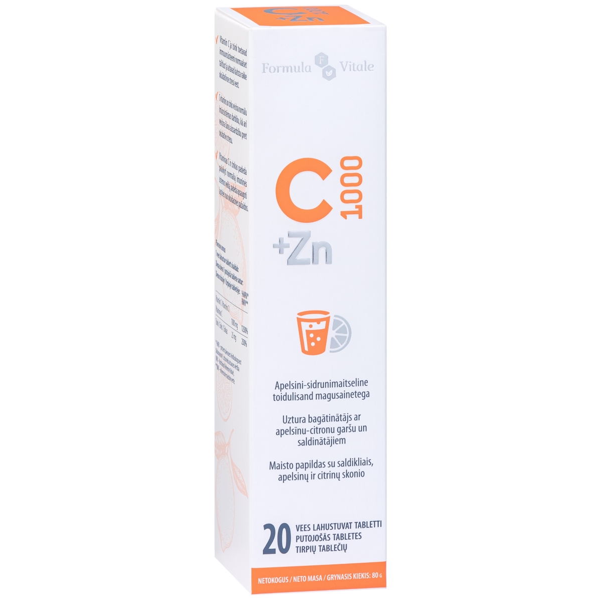 FORMULA VITALE C+Zn putojošas tabletes, 20 gab. - Produkta attēls