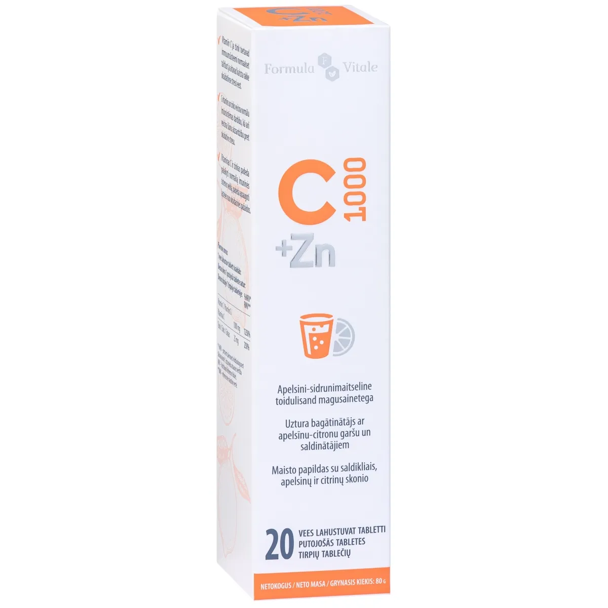 FORMULA VITALE C+Zn putojošas tabletes, 20 gab. - Produkta attēls