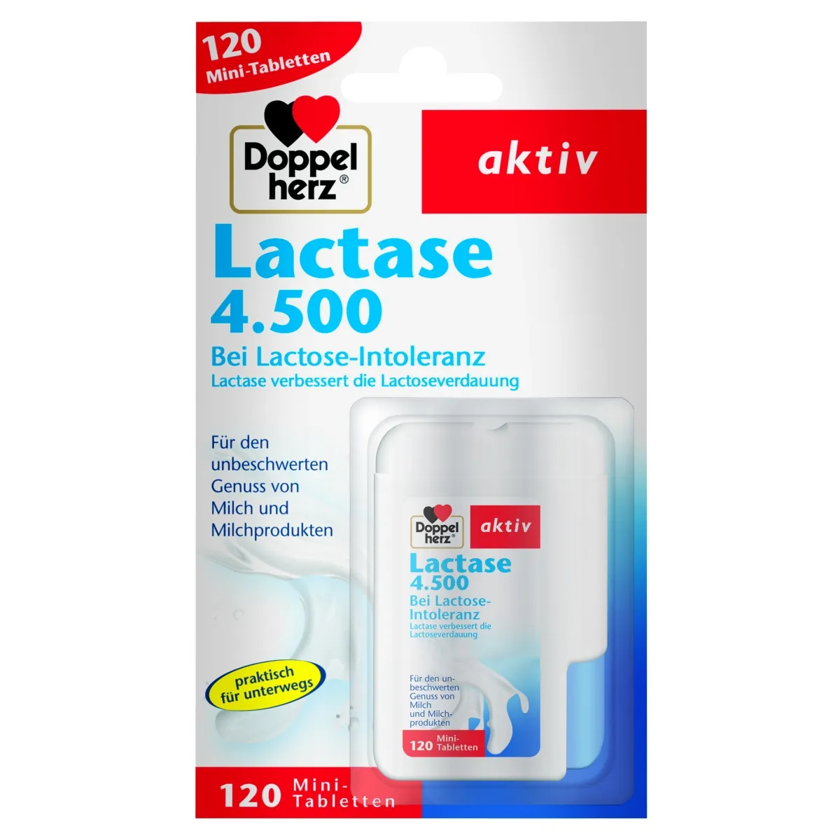 DOPPELHERZ® aktiv Lactase 4.500 tabletes, 120 gab. - Produkta attēls