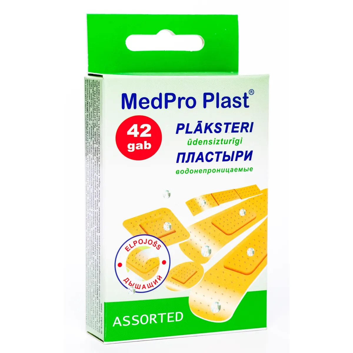 PLĀKSTERI MEDPRO PLAST ASORTI N42 ŪDENSIZTURĪGI - Produkta attēls