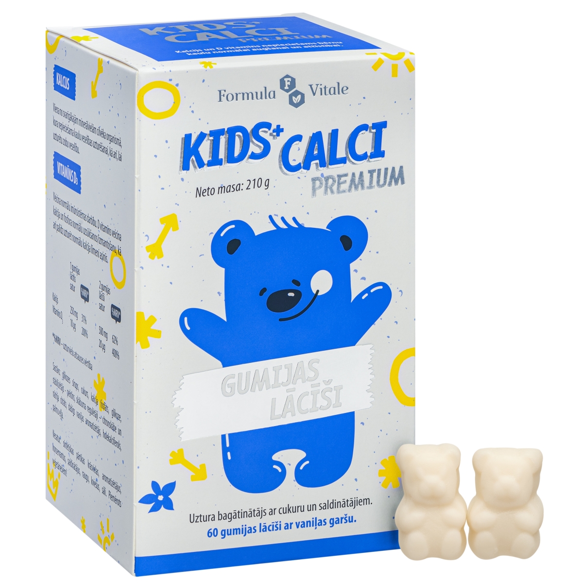 FORMULA VITALE Kids+ Calci Premium lācīšu pastilas, 60 gab. - Produkta attēls