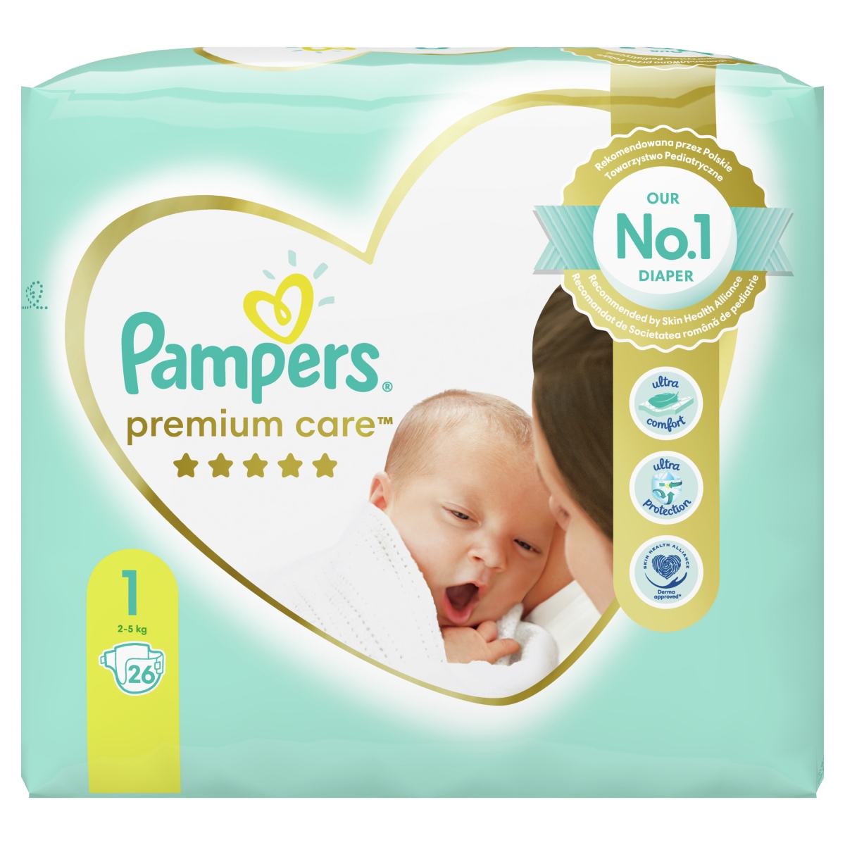 PAMPERS Premium Care Newborn autiņbiksītes (2 - 5 kg), 26 gab - Produkta attēls