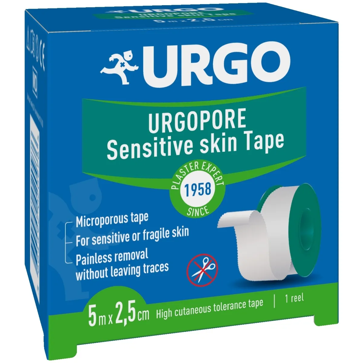 URGO PORE plāksteri 5 m x 2,5 cm - Produkta attēls