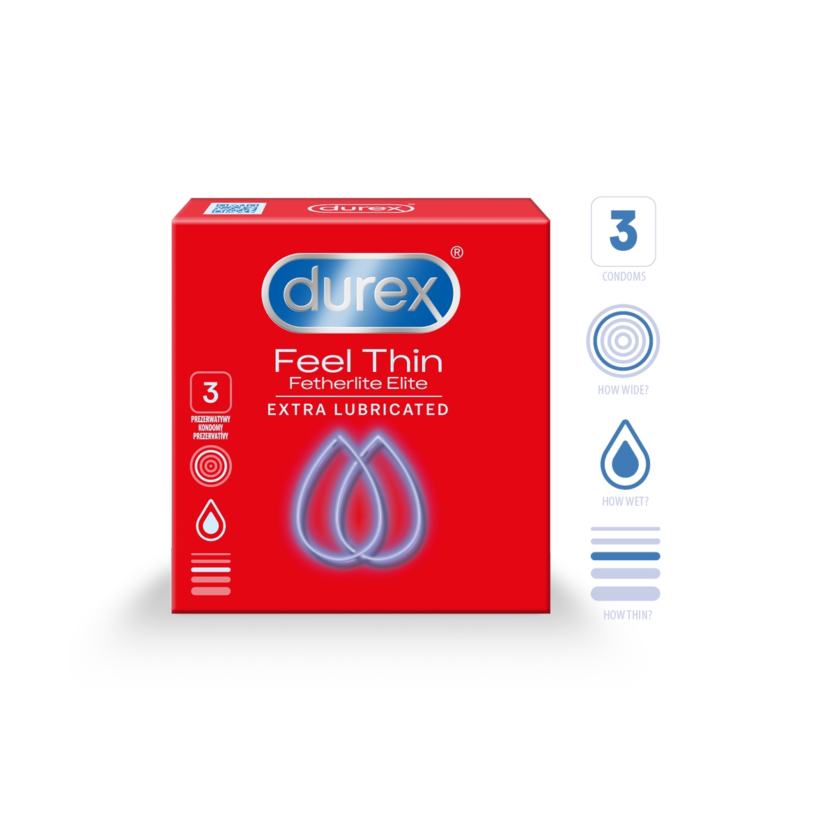 DUREX Fetherlite Elite prezervatīvi, 3 gab. - Produkta attēls