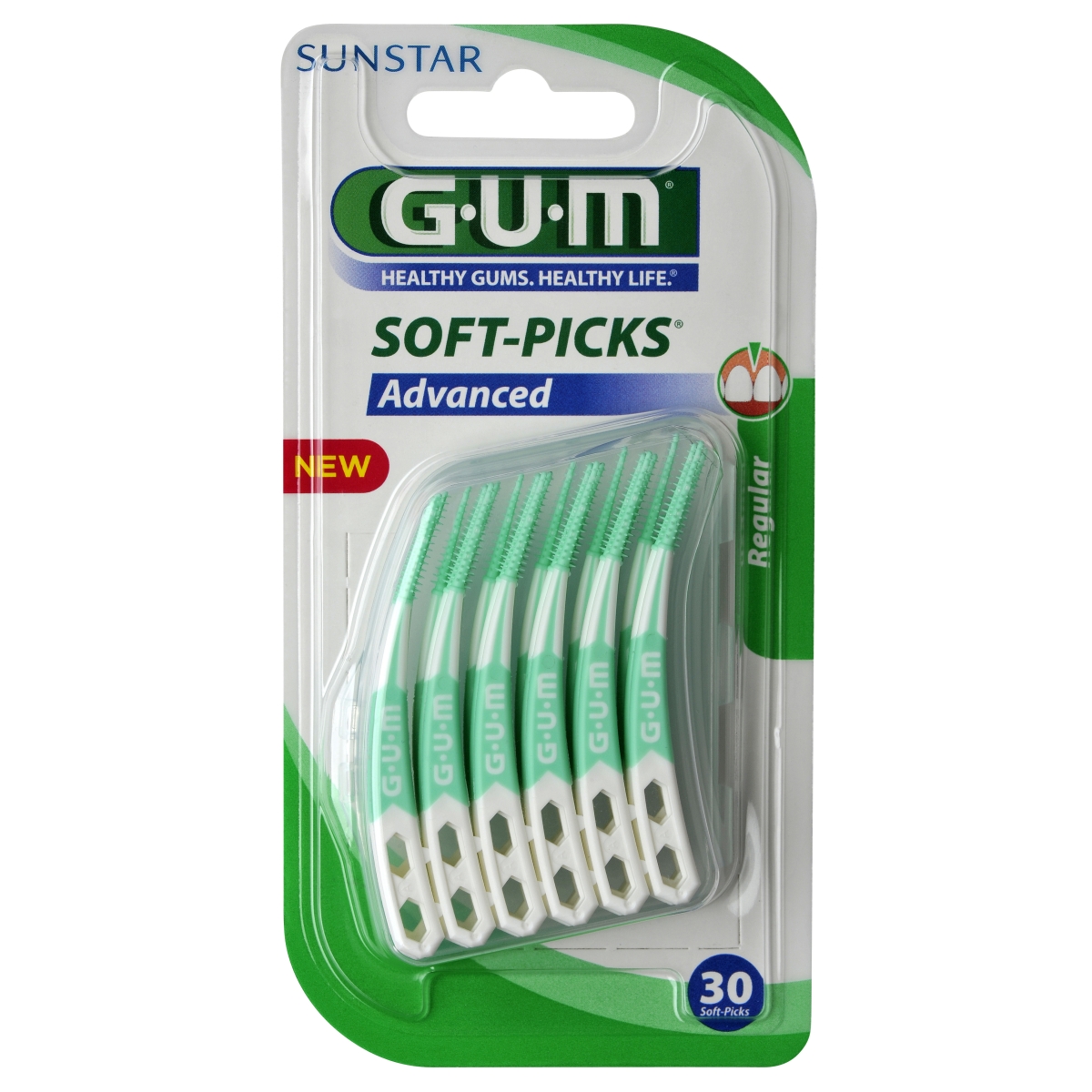 GUM® Soft Picks Advanced (Regular) zobu bakstāmie kociņi, 30 gab - Produkta attēls