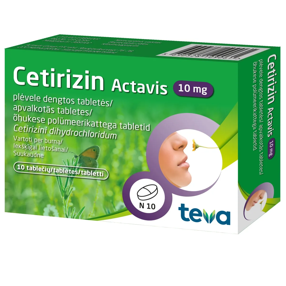 CETIRIZIN Actavis 10 mg tabletes, 10 gab. - Produkta attēls