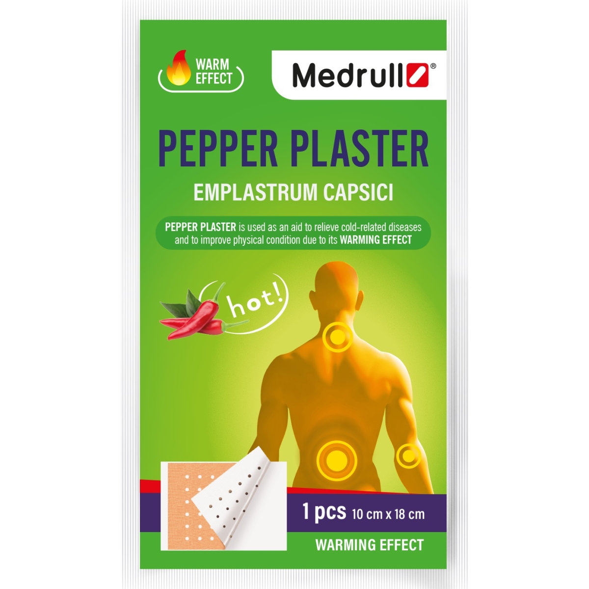 MEDRULL plāksteris, piparu, 10 cm x 18 cm (perf) - Produkta attēls