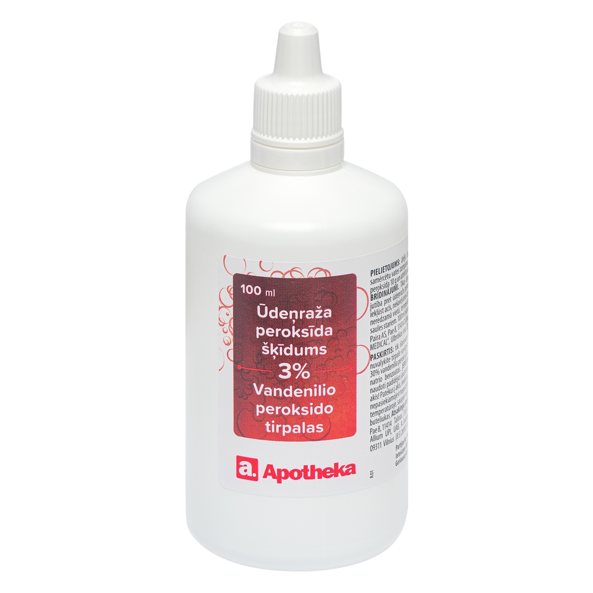 A ŪDEŅRAŽA PEROKSĪDS (HYDROGENIUM PEROXYDATUM) 3% 100ML - Produkta attēls