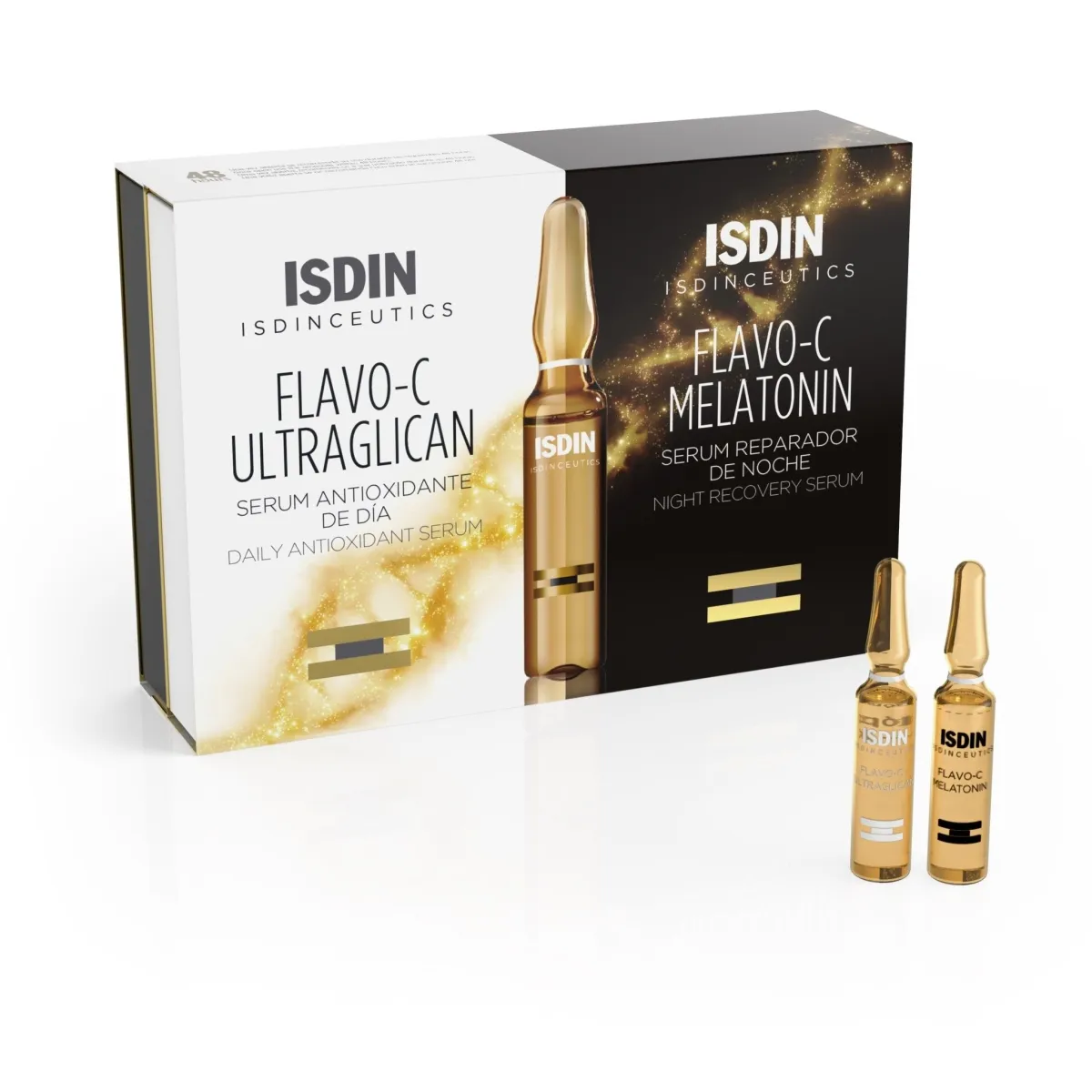 ISDIN Flavo-C nakts ampulas diena & nakts, 2 ml, 10 gab + 10 gab - Produkta attēls