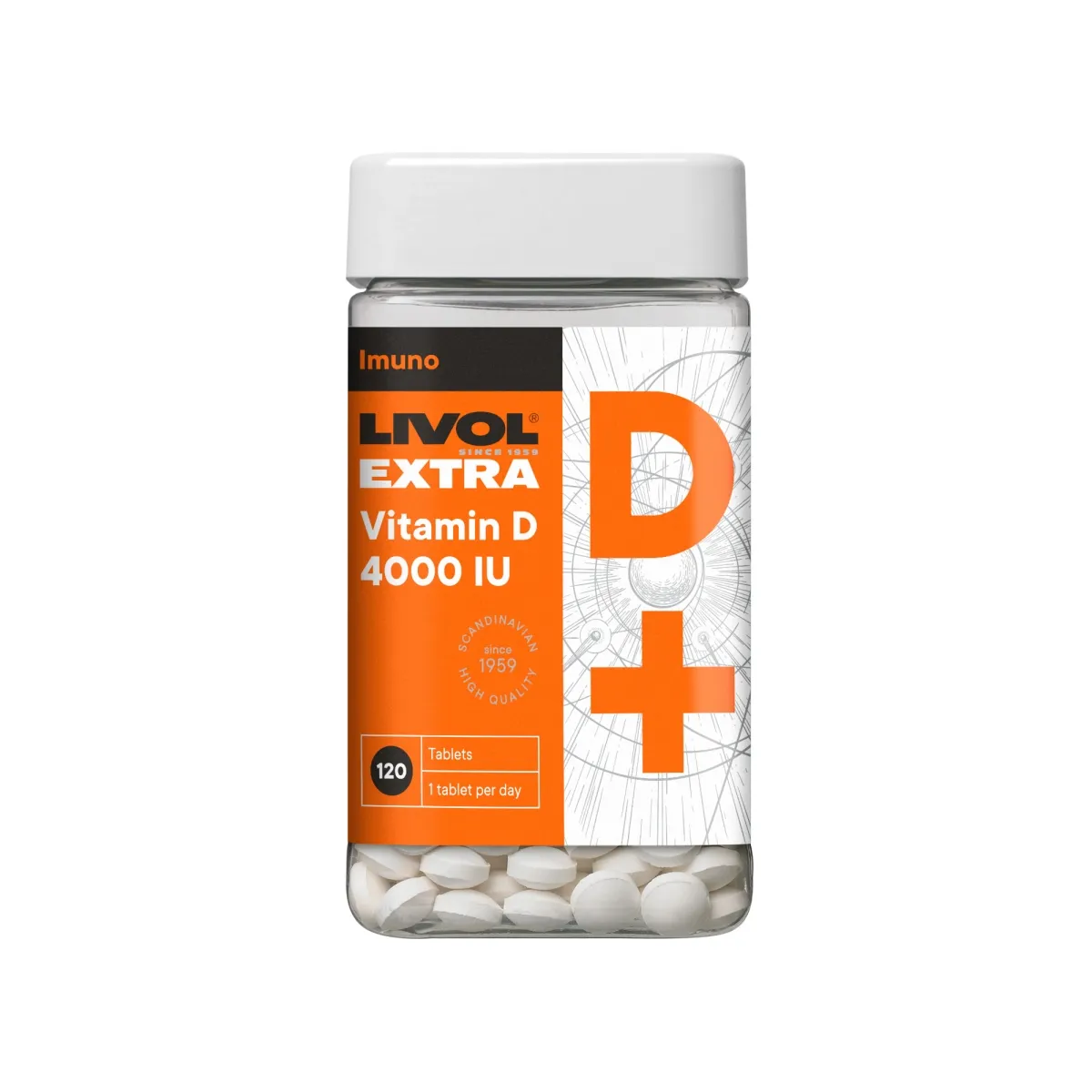 LIVOL Extra D vitamīns (4000 IU) tabletes, 120 gab. - Produkta attēls