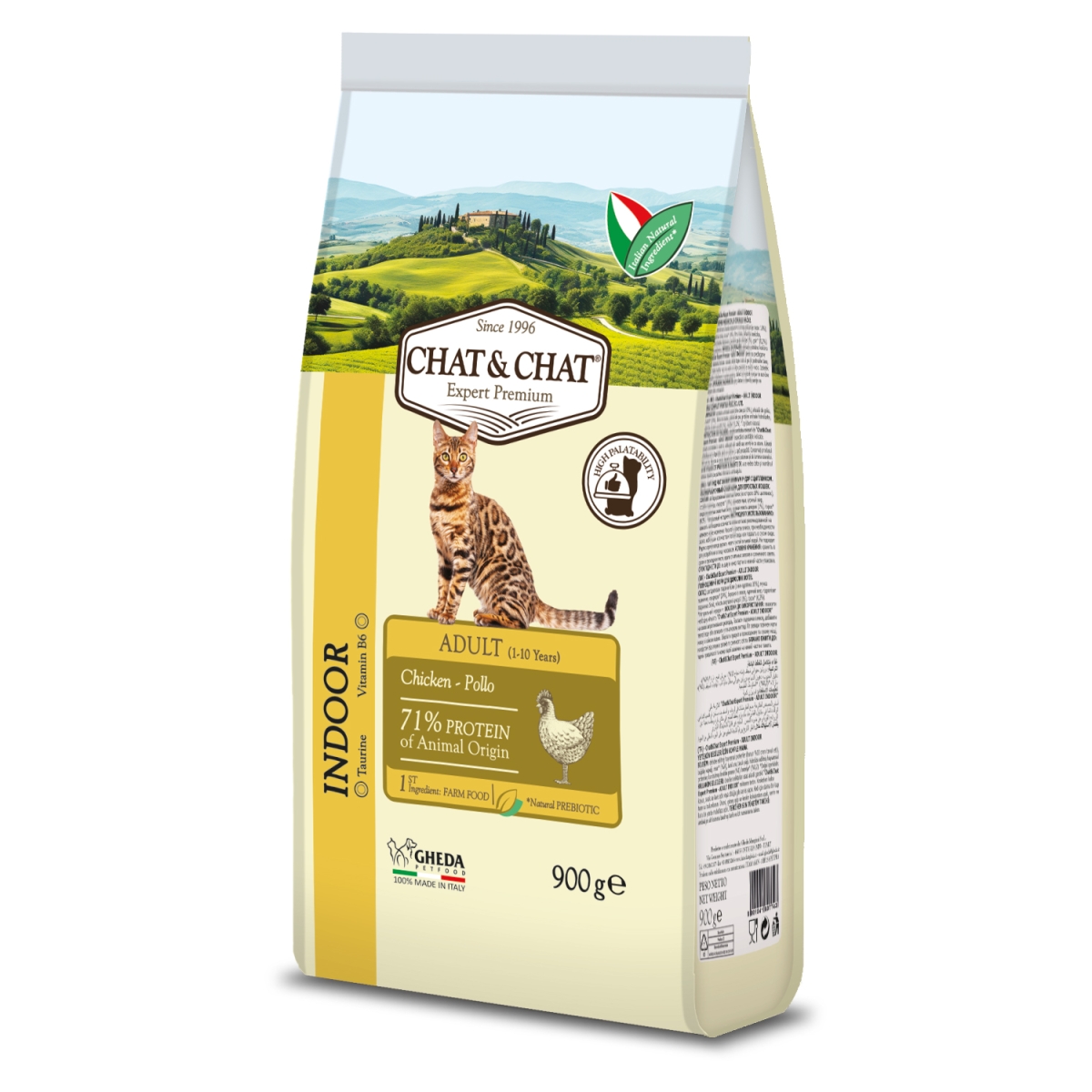 Gheda Chat&Chat Indoor kaķu sausā barība ar vistu, 900g - Produkta attēls