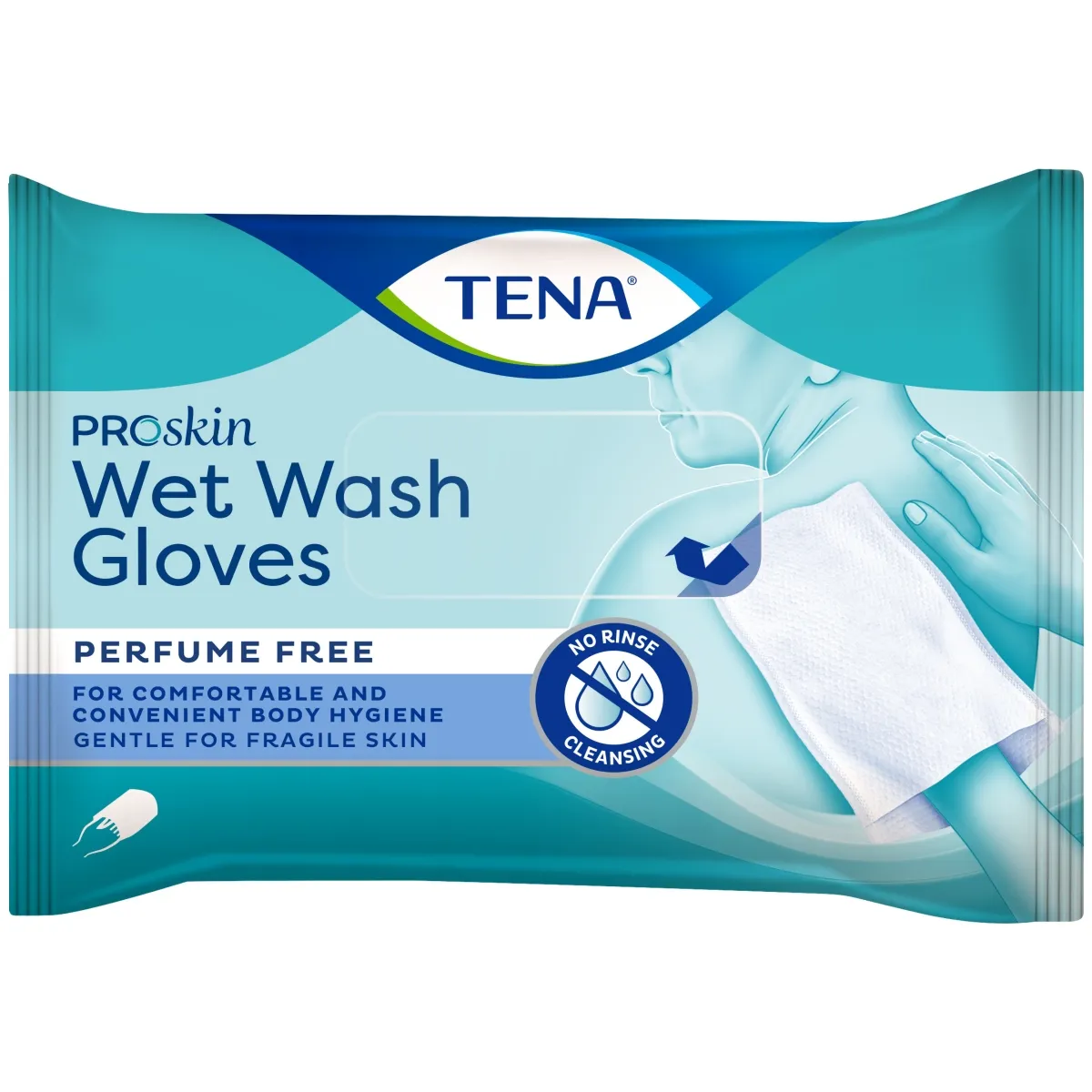 TENA Wet Wash Gloves ProSkin samitrinātie cimdiņi, 8 gab. - Produkta attēls