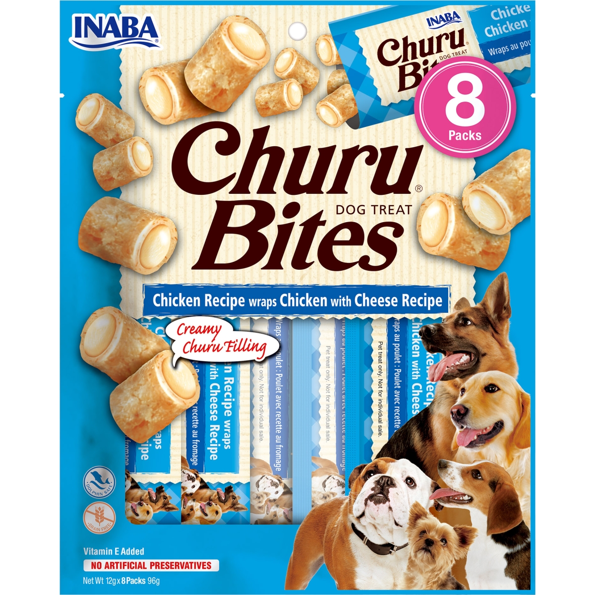 Churu Bites rullīši suņiem, vista ar sieru 96g (12gx8) N8 - Produkta attēls