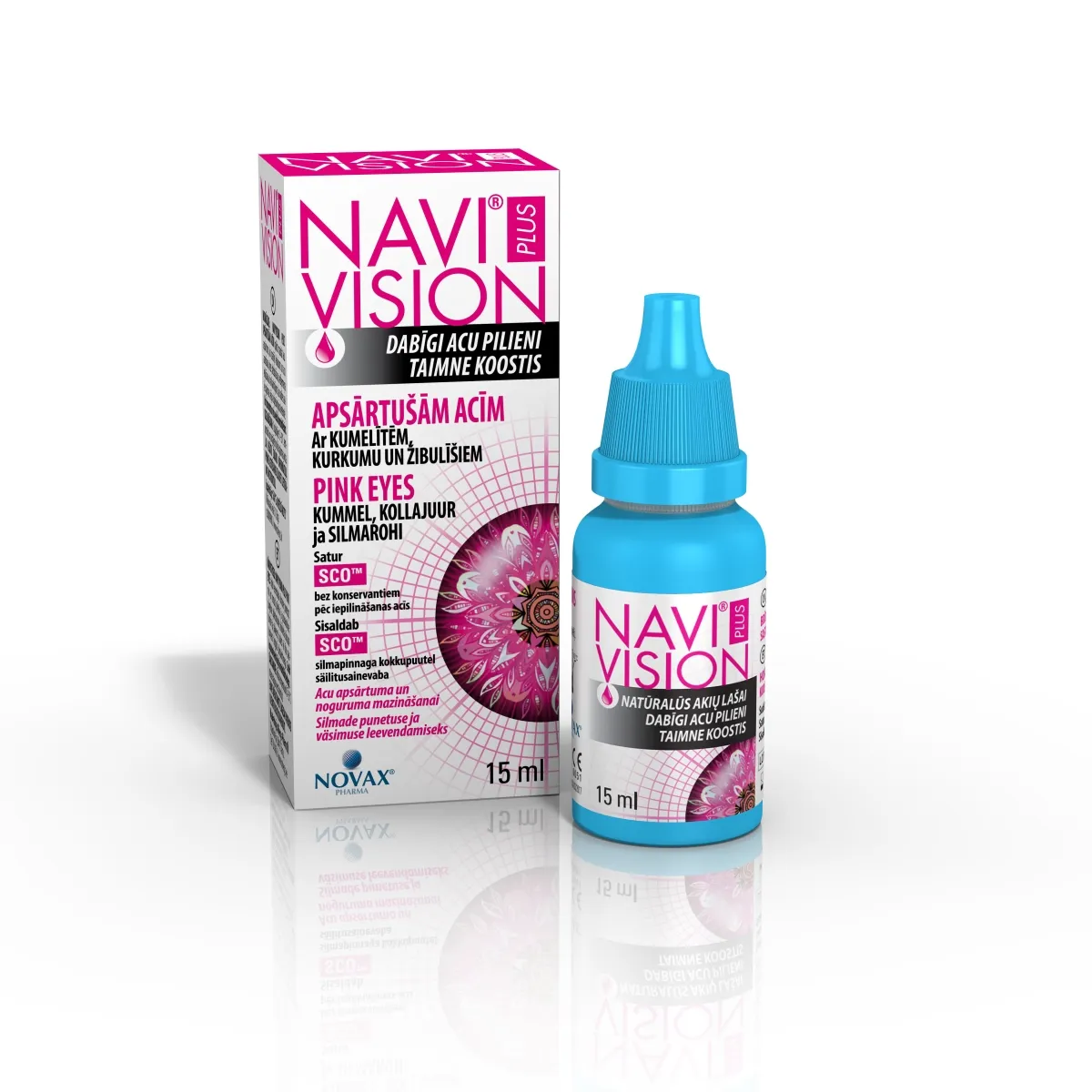 NAVI®VISION Plus acu pilieni apsārtušām acīm, 15 ml - Produkta attēls