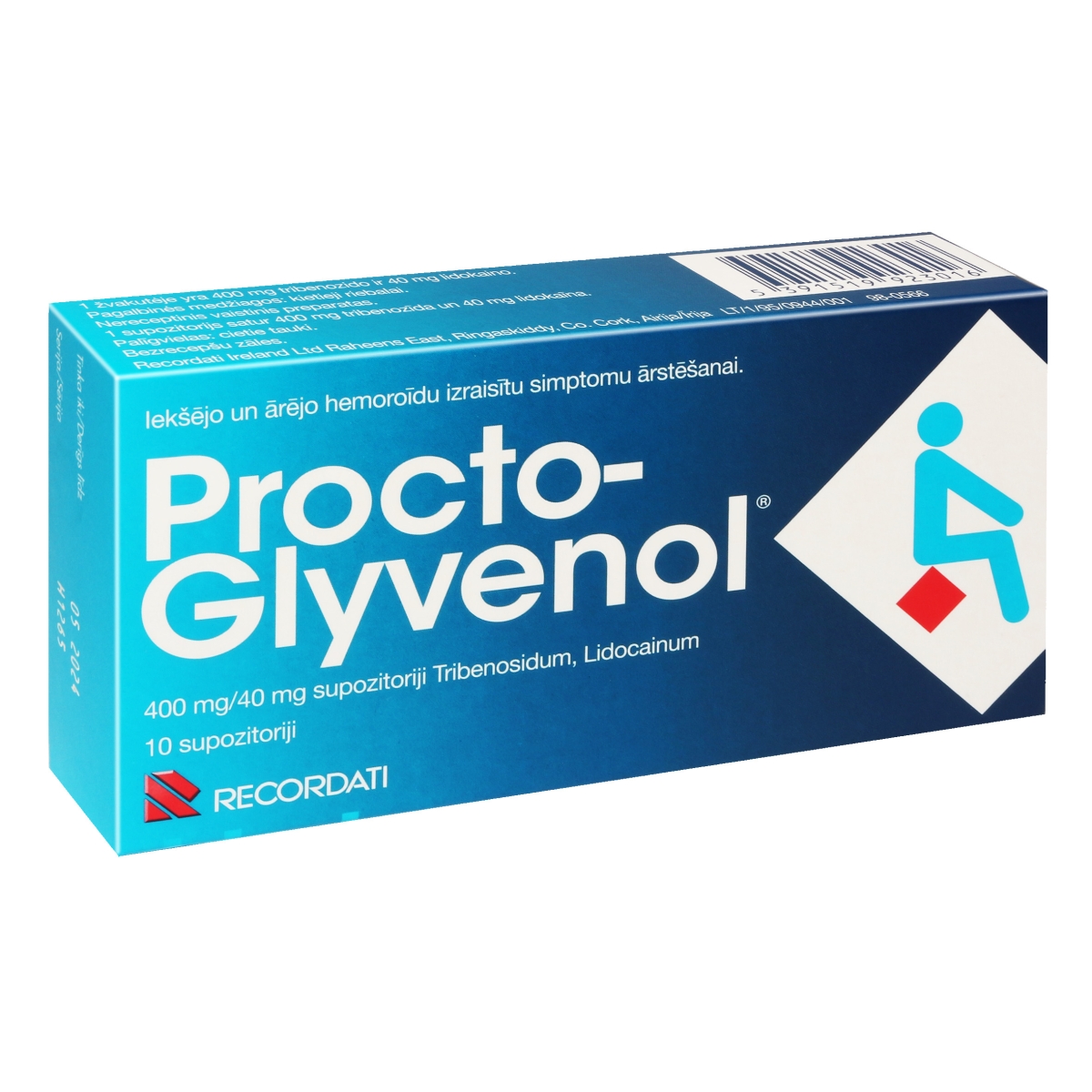 PROCTO-GLYVENOL 400MG SUPOZITORIJI N10 - Produkta attēls