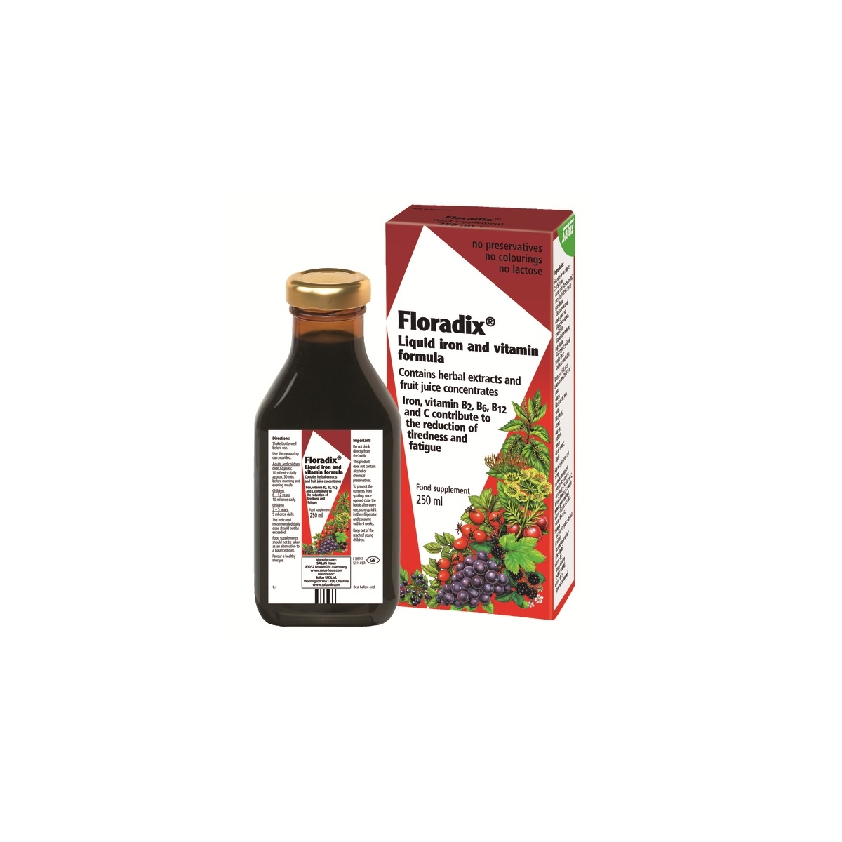 Floradix dzelzs, šķīdums 250 ml (bojāts iepakojums) - Produkta attēls