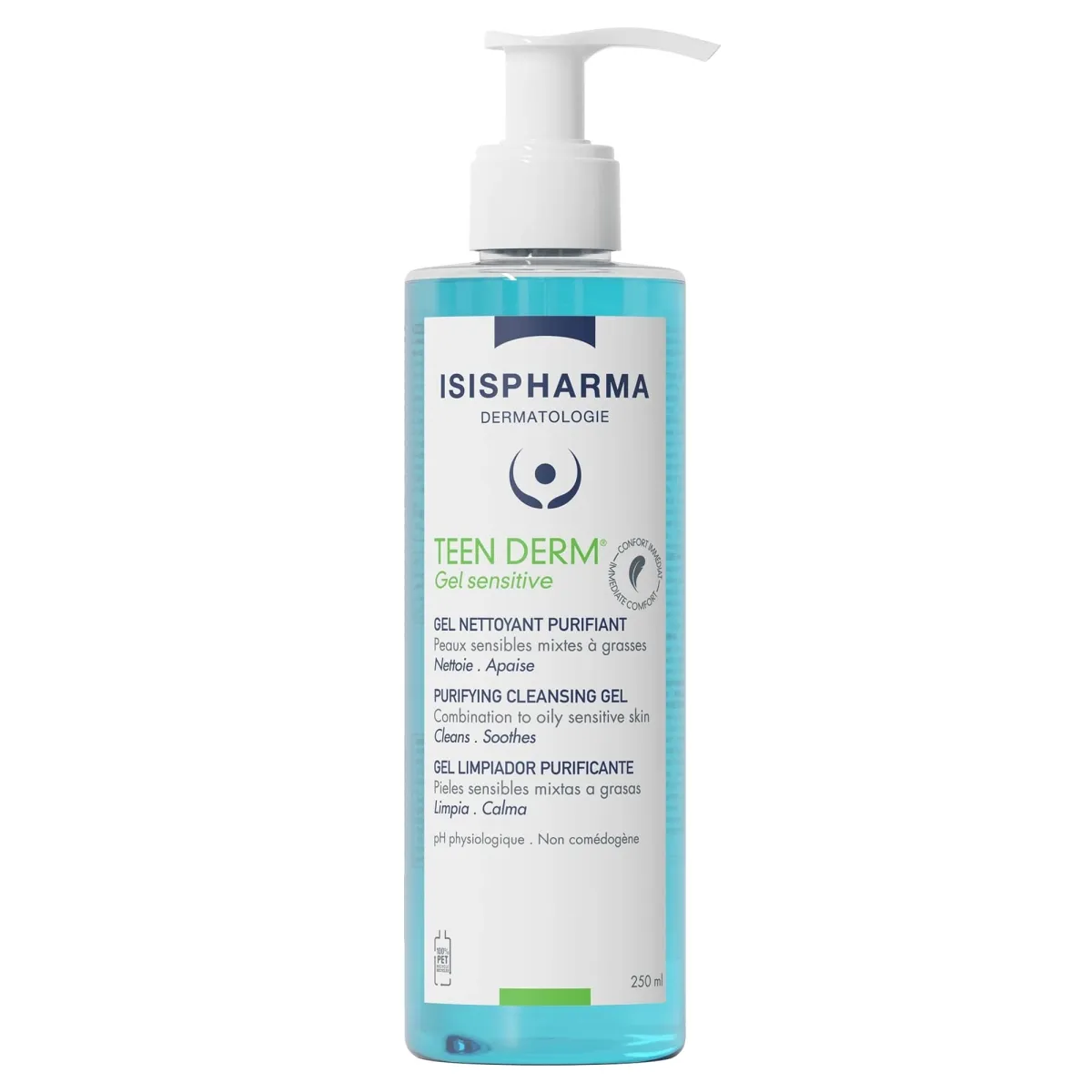 ISISPHARMA Teen Derm Gel Sensitive gels iekaisīgas aknes ādai, 250 ml - Produkta attēls
