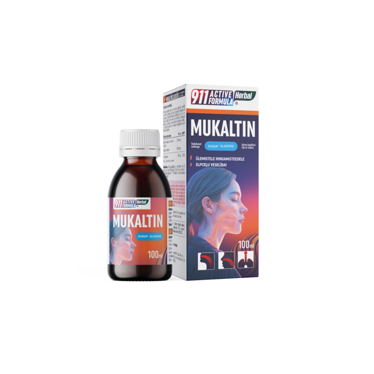 911 Active Formula Herbal Mukaltīns eliksīrs, 100 ml - Produkta attēls