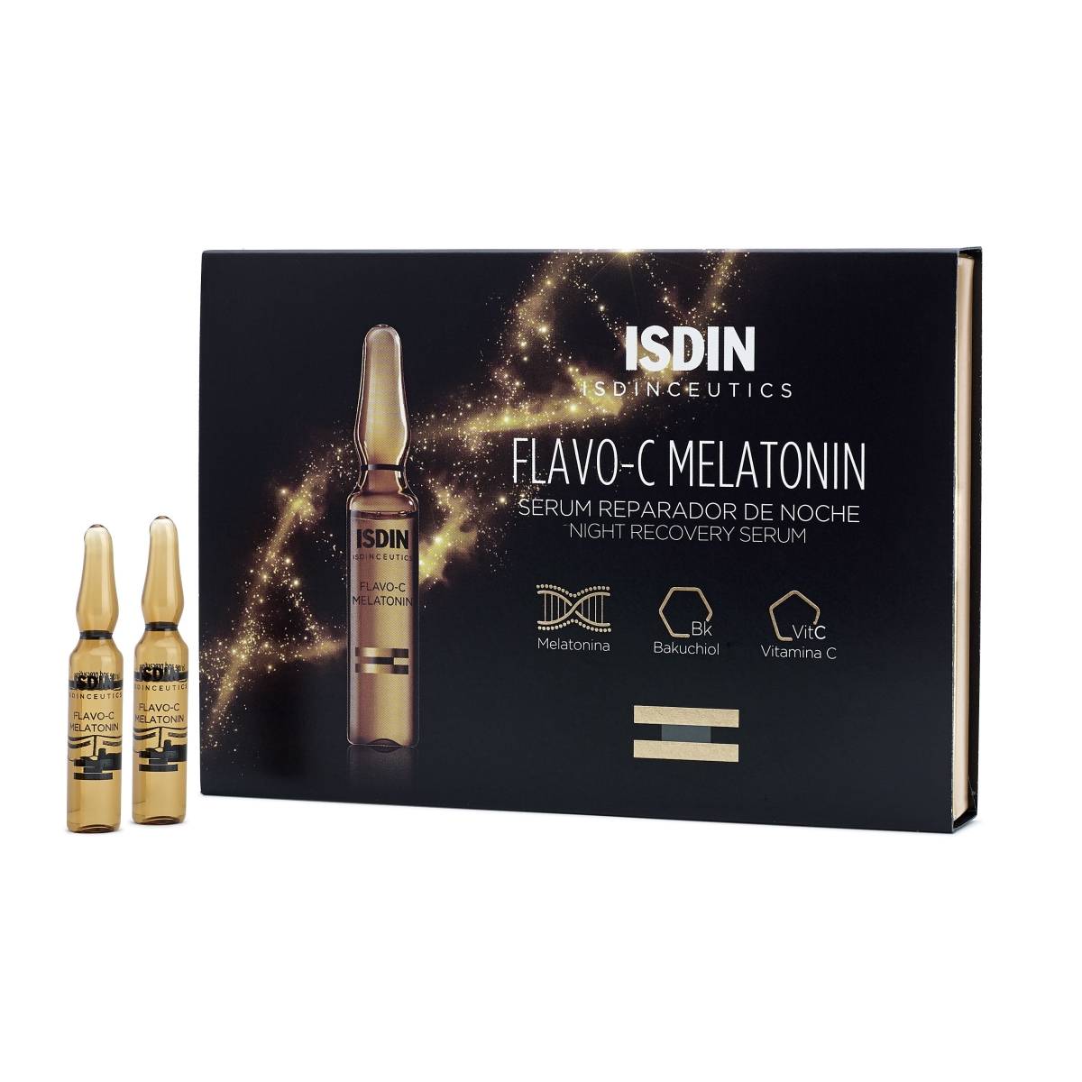 ISDIN Flavo-C nakts ampulas ar melatonīnu, 10 gab - Produkta attēls