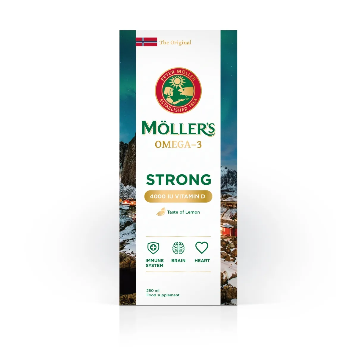 MOLLERS Strong Vitamin D zivju eļļa, 250 ml - Produkta attēls