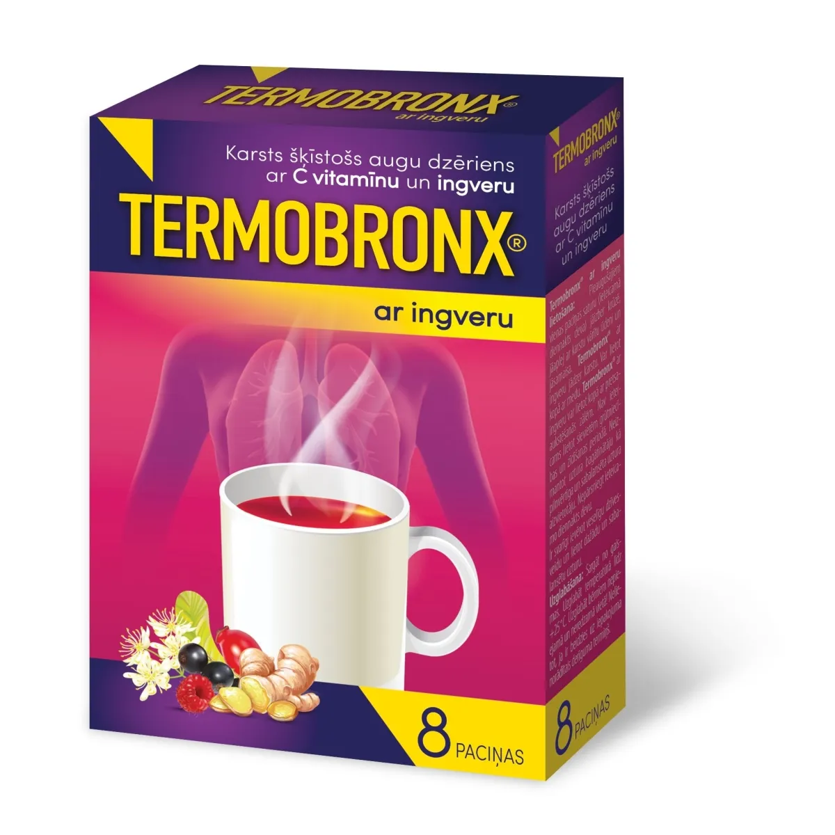 TERMOBRONX pulveris ar ingveru, 8 gab - Produkta attēls