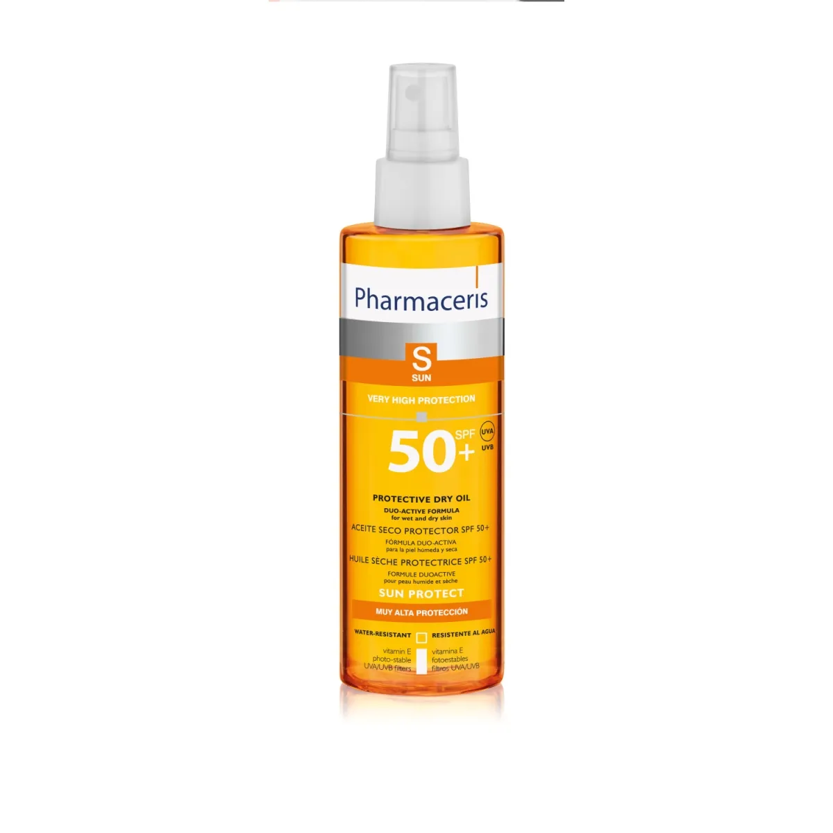 PHARMACERIS S. Sun Duoactive sausā eļļa ķermenim SPF50+, 200 ml - Produkta attēls 1