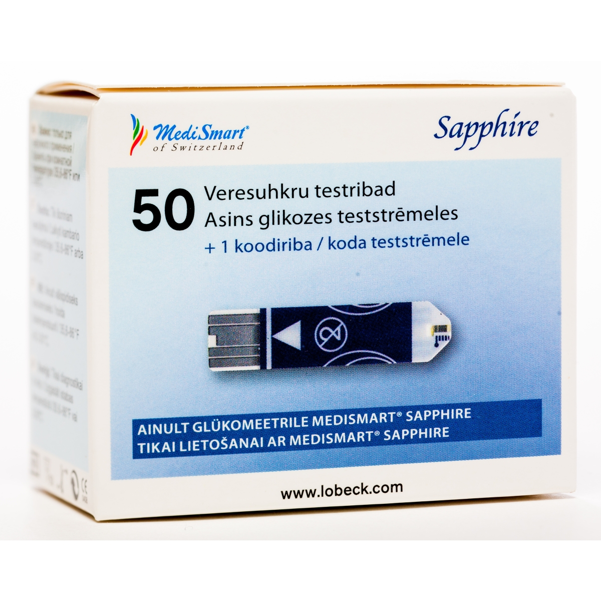 MEDISMART SAPPHIRE PLUS GLIKĒMIJAS STRIPI N50 - Produkta attēls