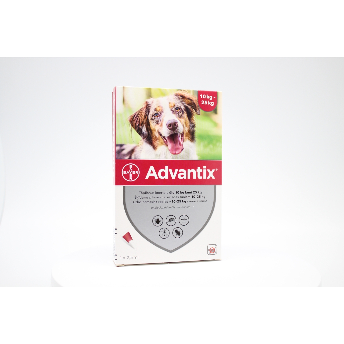 ADVANTIX 250/1250MG ŠĶĪD 2.5ML SUŅIEM 10-25KG N1 - Produkta attēls